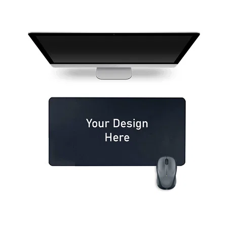 Navy Blue & Orange Customized Desk Mousepad Extended Waterproof Microfiber Gaming Keyboard Waterproof Pu Leather, Rectangle Standard Mouse Pad (80x40 cm)