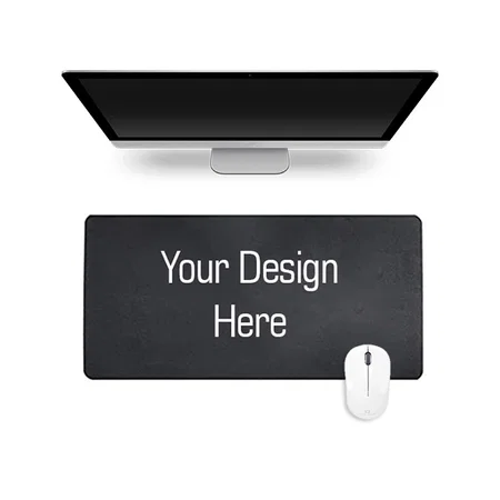Black Customized Desk Mousepad Extended Waterproof Microfiber Gaming Keyboard Mouse Pad Single Side Use (80x40 cm)