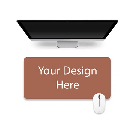 Brown and Grey Customized Vegan Leather Desk Pad, Mouse Pad, Office Desk Mat, Vegan Leather, Laptop Protector Desk Pad, Waterproof Desk Writing Pad (31.5"x15.7")
