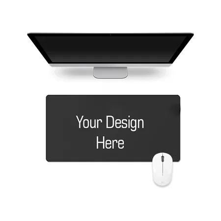 Black Customized Vegan Leather Desk Pad, Mouse Pad, Office Desk Mat, Laptop Protector Desk Pad, Waterproof Desk Writing Pad (27.6 x 13.8 inches)