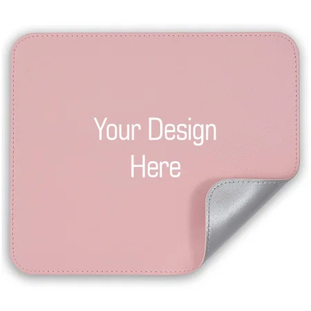 Pink and Silver Customized Mouse Pad, Reversible Dual Color PU Vegan Leather Mouse Mat Waterproof for Wireless Computer Mouse for Office, Home (Size - 25cm x 21cm)