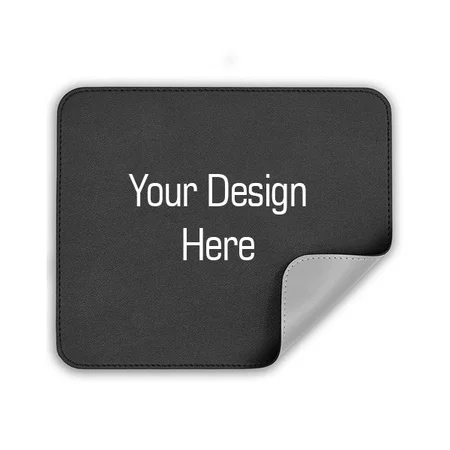 Black and Grey Customized Mouse Pad, Reversible Dual Color PU Vegan Leather Mouse Mat Waterproof for Wireless Computer Mouse for Office Home Working Anti Fray Edge-Stitched (Size - 25cm x 21cm)
