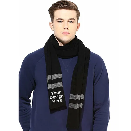 Black Customized Woollen Muffler Cum Scarf