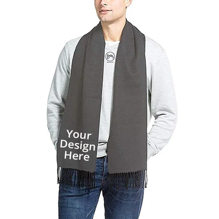 Dark Grey Customized Cashmere Winter Unisex Scarf