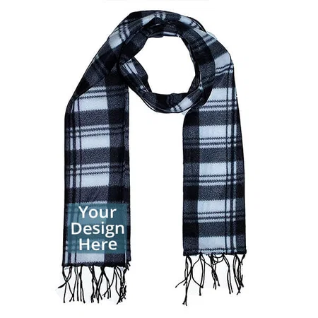 Black Checkered Fleece Customized Muffler Cum Scarf (Free Size)