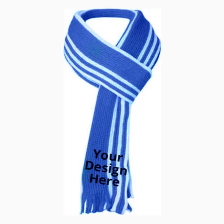 Blue -White Striped Customized Unisex Woollen Muffler