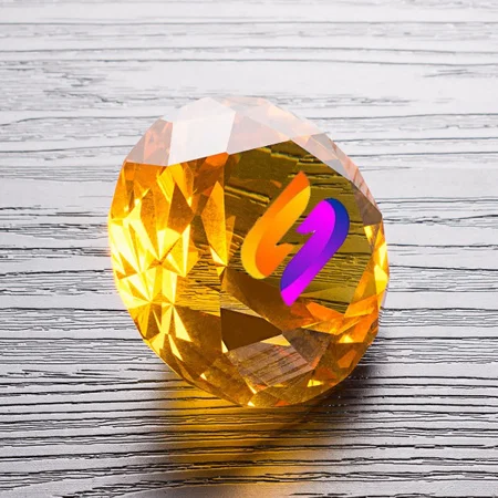 Orange Customized Diamond Shaped Crystal Glass Paper Weight (Size - 2.4 Inch)