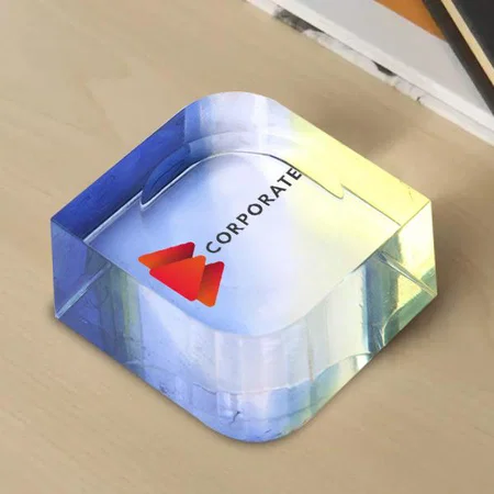 Blue Customized Stylish Acrylic Paper Weight for Office Study Table