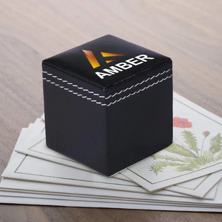 Black Customized Stylish Leather Paper Weight for Office Study Table Paper Weight (Size - 2x2x2 Inches)