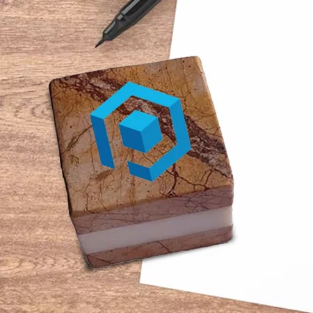 Brow Customized Premium Natural Marble Square Paper Weight Set of 2 Pcs for Home Office Study Table