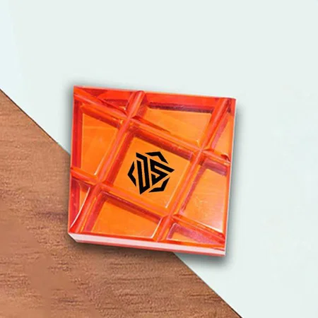 Red Customized Stylish Acrylic Paper Weight for Office Study Table Set of 2 (Size - 6x6x3 Cm)
