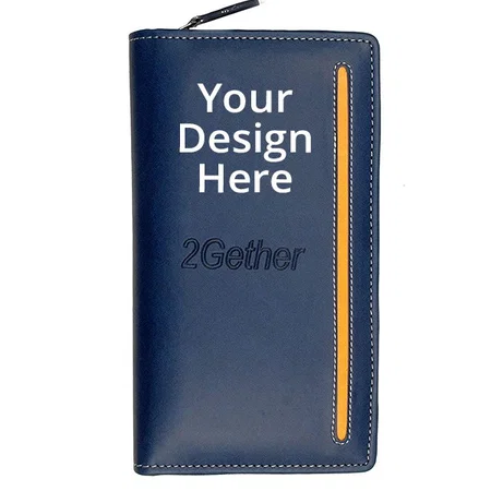 Navy Blue Customized Passport Holder,3 Shopping Card,3 Credit Card, 2 Currency Pocket