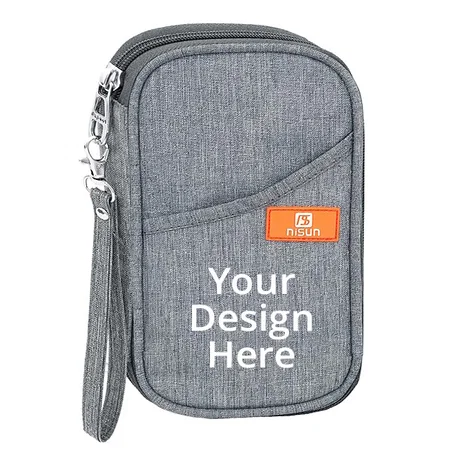Grey Customized Travel Passport Holder Wallet Case for Credit, Debit Card, Cash
