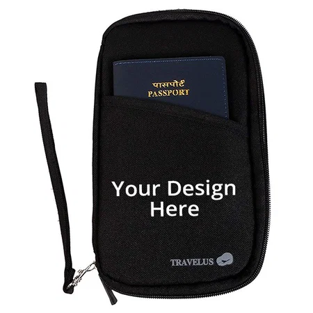 Black Customized Travel Passport Wallet for Men & Women