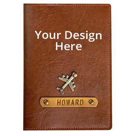 Brown Customized Leather Unisex Passport Cover