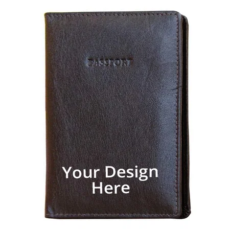 Black Customized Leather Unisex Passport Cover