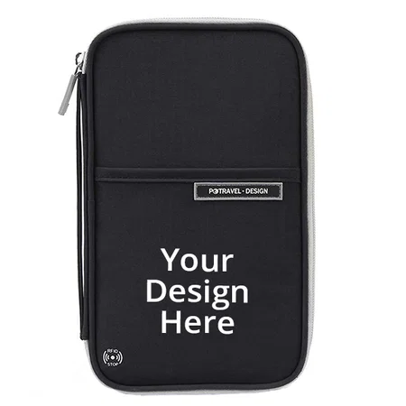 Black Customized Passport Holder Wallet for Men & Women