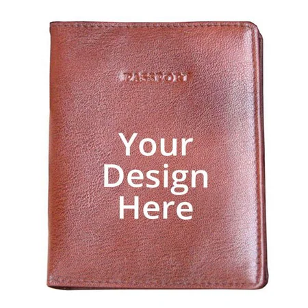 Brown Customized Leather Unisex Passport Case