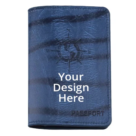 Blue Customized Travel Passport Holder Cover Wallet Organiser