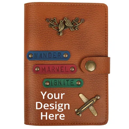 Brown Customized Wander Marvel Ignite Finish Quoted Passport Cover