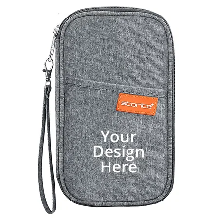 Grey Customized Travel Passport Holder Cover Wallet