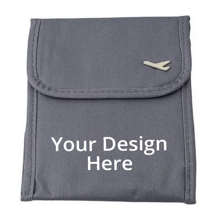 Grey Customized Neck Pouch &amp; Passport Sling Bag for Men and Women
