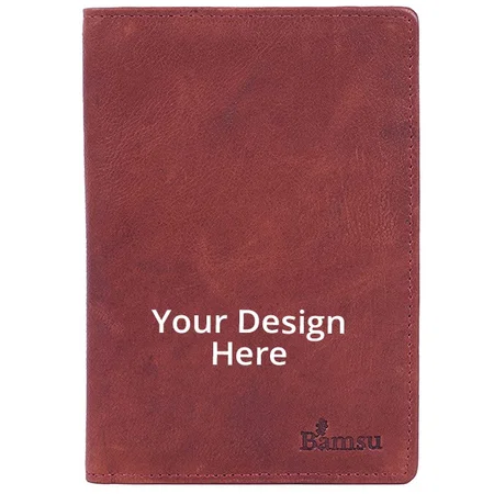 Hunter Brown Customized Genuine Leather Passport Holder Cover Case RFID Blocking Travel Wallet