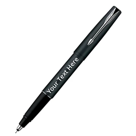 Matte Black Customized Parker Frontier Roller Ball Pen Chrome Trim, Blue Ink, with Dad Quote