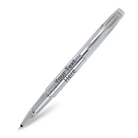 Shiny Chrome Customized Parker Aster Trim Roller Ball Pen, Body Color - Shiny Chrome, Ink Color - Blue