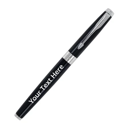 Black Customized Parker Aster Chrome Trim Roller Ball Pen, Ink Color - Blue