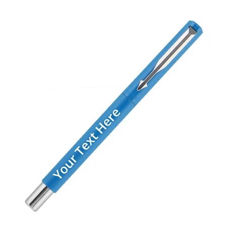 Standard Blue Customized Parker Vector Fountain Pen, Chrome Trim, Fine Nib with 3 Free Ink Cart