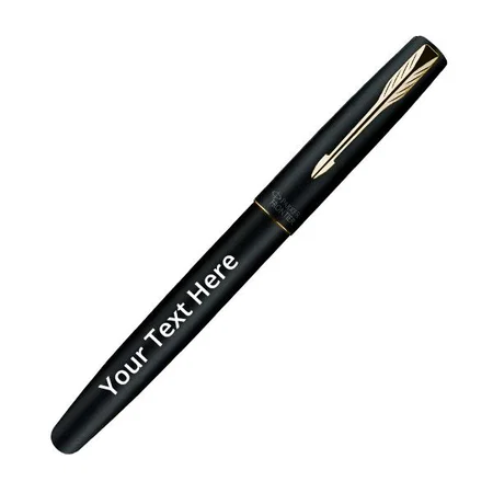 Matte Black Customized Parker Frontier Gold Trim Roller Ball Pen with Card Holder (2 Piece Set)