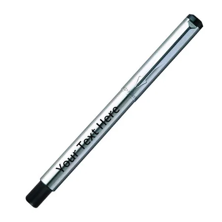 Silver Customized Parker Vector Chrome Trim Roller Ball Pen with Card Holder (Stainless Steel) 2 Piece Set