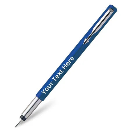 Blue Customized Parker Vector Standard CT Fountain Pen + Quick Ink Bottle - Black (30ML)