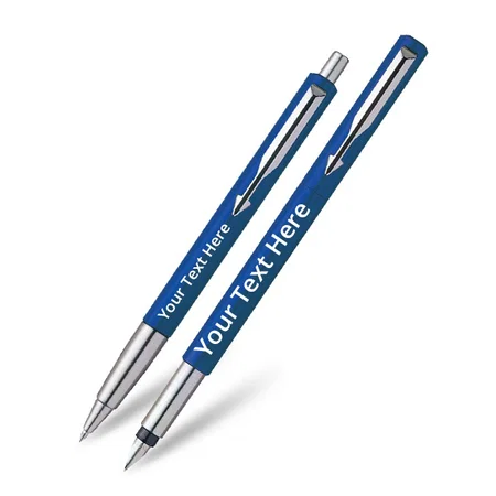 Blue Customized Parker Vector Standard Sets Fountain Pen + Ball Pen - Blue + Quick Ink Cartridge - Blue (Pack of 6)