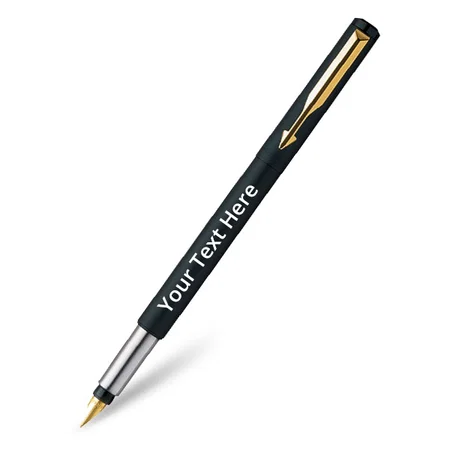 Matte Black Customized Parker Vector GT Fountain Pen + Quick Ink Cartridge - Black &amp; Blue (Pack of 6)