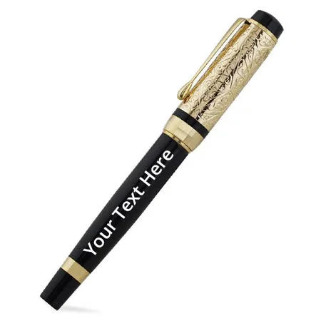 Black and Gold Customized Full Pen Set with Blue Ink and Executive Use Ball Point Pen