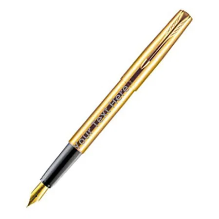 Gold Customized Parker (Luxar) Frontier Fountain Pen, (Ink Colour- Blue)