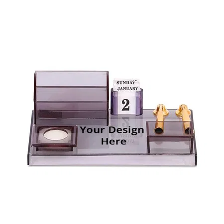 Smoke Black Customized Pen Stand with Visiting Card Holder Stand Desk Organiser, Stylish Acrylic Pen Stand, Pen Pencil Holder
