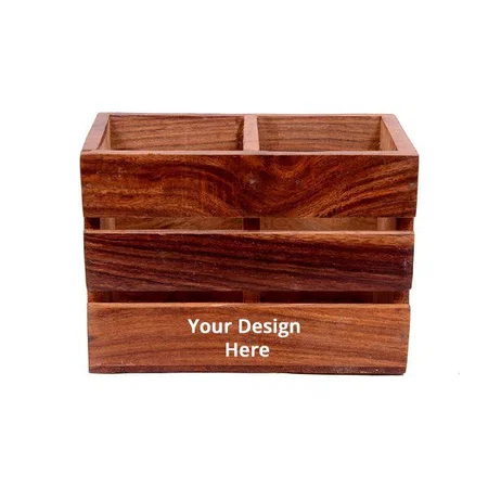 Brown Customized Wooden Kitchen Utensil Holder Wooden Cutlery Holder/Pen Holder/Pen Stand