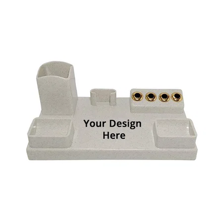 White Customized Plastic Pen Stand,Pencil Stand,Pen Holders,Pencil Holder for Office and Study table Creamy Design