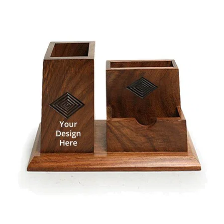 Dark Brown Customized Wooden Table Organizer Desk Organizer for Study Table Office