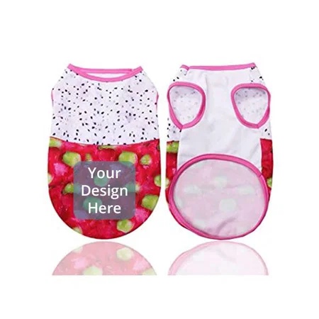 Multicolor Customized Breathable Shirt for Small Dogs, Summer Fruits Pattern, Mesh Vest