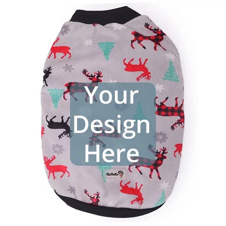 Grey Customized Pet Printed Dogs Winter Wear Warm Clothes, Outfit for Dogs, Cats and Rabbits (Size 18")