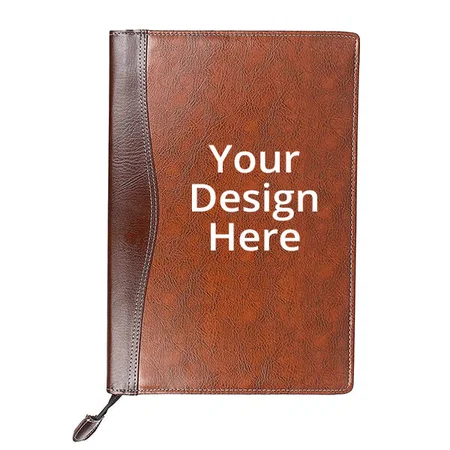 Brown Customized Leatherette Material Professional File Folders, Documents Holder with 20 Leaves