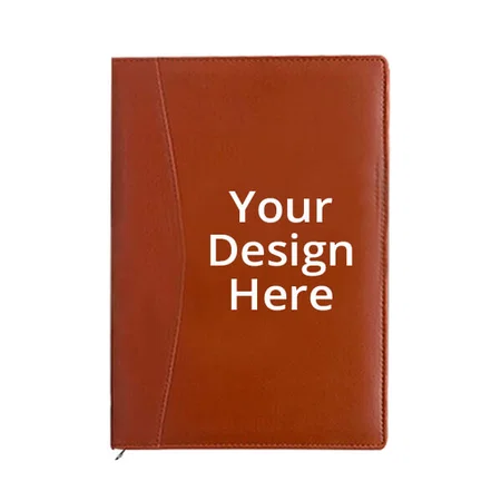 Tan Customized Leatherette Material Professional 2 Ring File Folder, Conference Folder, File with 20 Leaves
