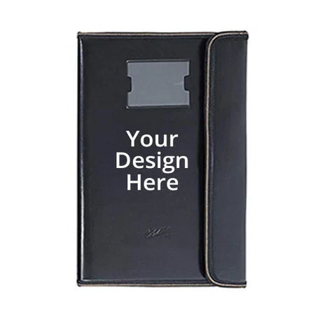 Black Customized PU Leather Multipurpose Document 20 Sleeves File Folder for Certificates, A4 Size