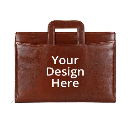 Brown Customized PU Leather File Folders/Document Bag/Conference Bag with Adjustable Handles