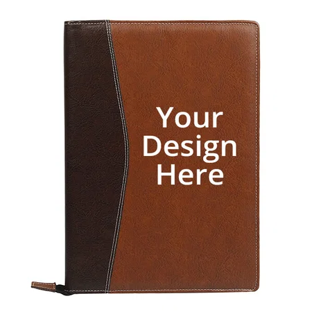 Brown Customized PU Leather Zip File and Folder, B4 Size with 20 Leafs for Holding up to 40 Certificate / Documents