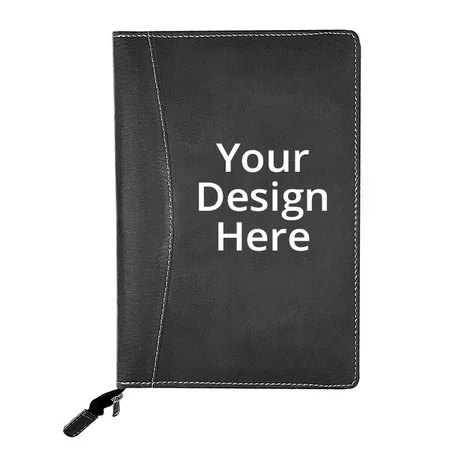 Black Customized Leather Multipurpose 4 Ring File Folder with 40 File Leaves for Documents, Certificate Sections